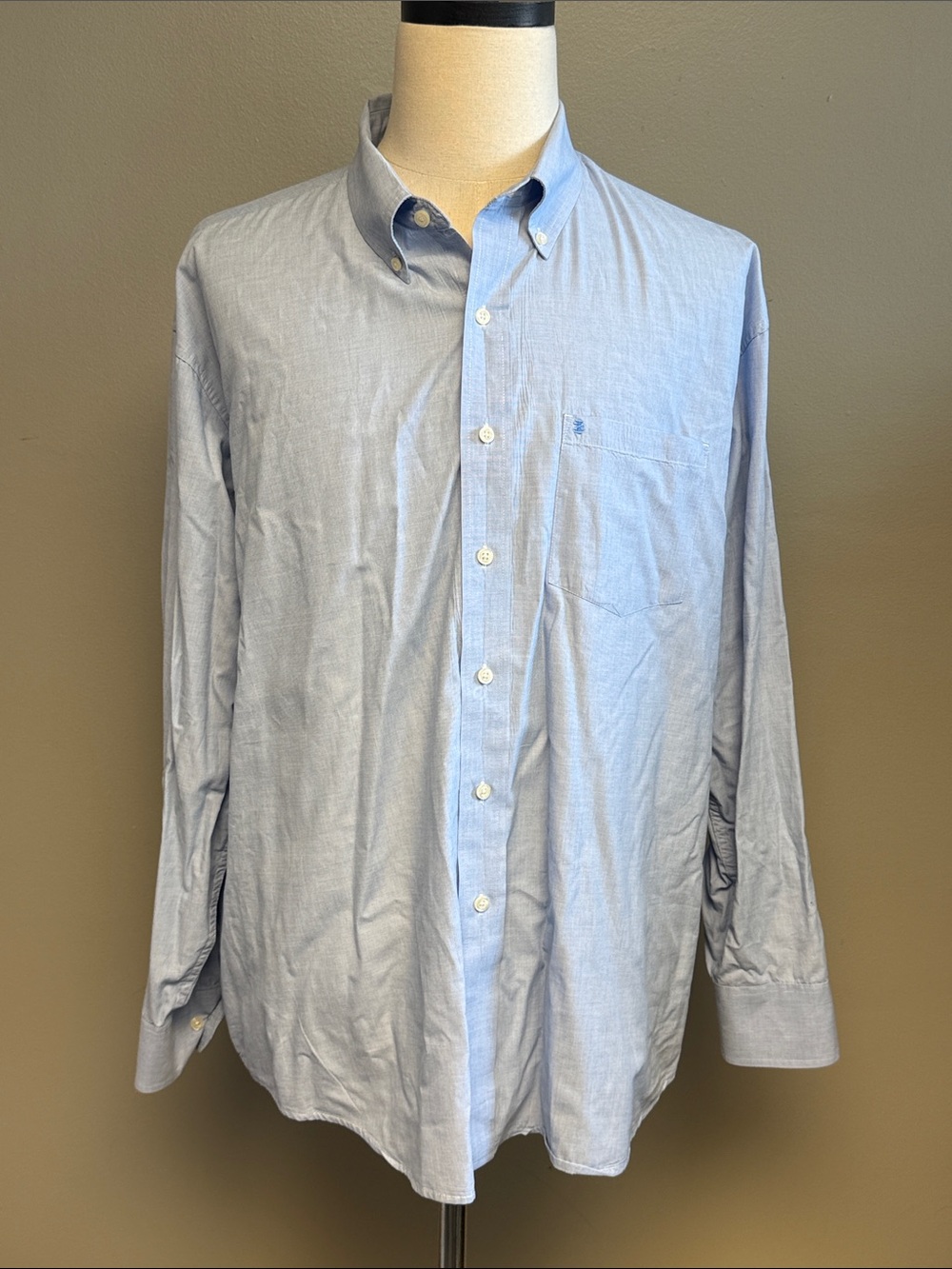 IZOD Oxford Button Down Shirt Men's XXL Blue Long Sleeve 100% Cotton Classic